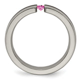 Edward Mirell Titanium Pink Sapphire & Anodized Grooved 4mm Band